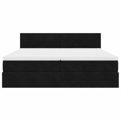Ottoman bed met matrassen 180x200cm fluweel zwart