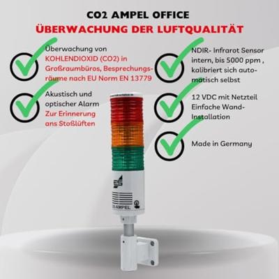 Schabus OFFICE Luchtkwaliteitssensor werkt op het lichtnet Detectie van Kooldioxide