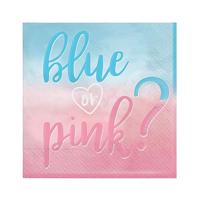 Servetten Gender Reveal &apos;Blue Or Pink&apos; (16st) - thumbnail