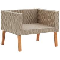 Tuinbank eenzits met kussens poly rattan beige - thumbnail