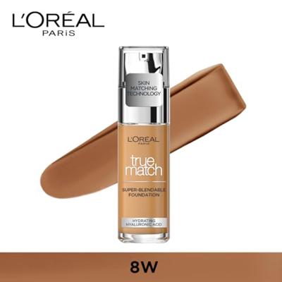 L’Oréal Paris True Match Foundation 8.W Golden Cappuccino - Natuurlijk Dekkende Foundation met Hyaluronzuur en SPF 17 - 30 ml