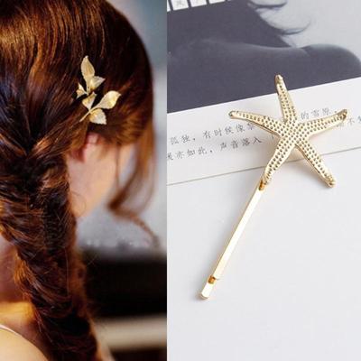 2 PC'S beste cadeau voor vrouwen Hair clip heldere haarspeld eenvoudige haar styling accessoires (gouden zeester)
