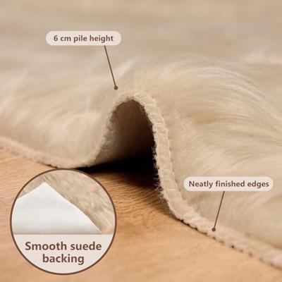 VidaXL Nep schapenvacht tapijt tafalla beige 80 x 250 cm polyester