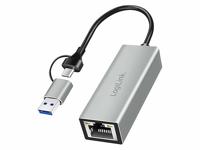 LogiLink USB 2.0 Adapter [1x USB 3.2 Gen 1 stekker C (USB 3.0) - 1x RJ45-bus] UA0238B 18.00 cm - thumbnail