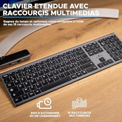 Toetsenbord + muis - BLUESTORK - draadloos - Grapheme - Zwart - PACK-WL-PC-BK / FR