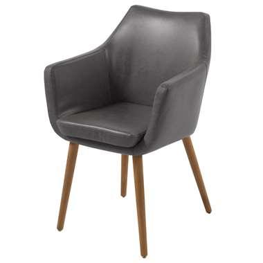 Eetkamerstoel 'Rikke' PU-leder, kleur grijs