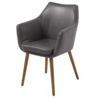 Eetkamerstoel 'Rikke' PU-leder, kleur grijs - thumbnail