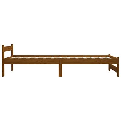 Bedframe massief grenenhout honingbruin 100x200 cm