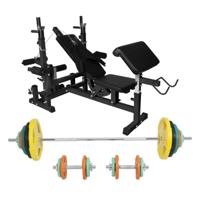 Universele Halterbank Zwart Met 100 kg Halterset Gripper Gietijzer Rubber Coating - Schroefsluiting 30 mm - thumbnail