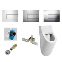 Urinoir Set Salenzi Hung Achterinlaat Mat Wit met TECE Square Drukplaat Metaal - thumbnail