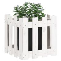 VidaXL Plantenbak met hekontwerp 40x40x40 cm massief grenenhout wit - thumbnail