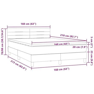 Boxspring met matras fluweel lichtgrijs 160x210 cm