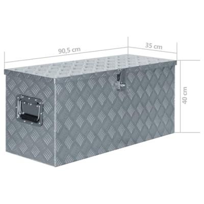 VidaXL Opbergkist 90,5x35x40 cm aluminium zilverkleurig