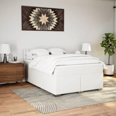 Boxspring met matras kunstleer wit 140x200 cm - thumbnail