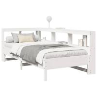 Bed met boekenkast zonder matras grenenhout wit 100x200 cm - thumbnail