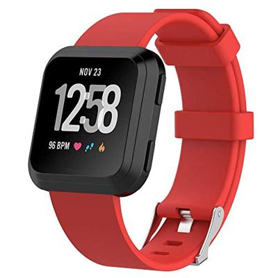 By Qubix - Compatible met Fitbit Versa 1/2 & Lite rubberen sport bandje - Rood - Compatible fitbit bandje