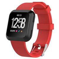 By Qubix - Compatible met Fitbit Versa 1/2 & Lite rubberen sport bandje - Rood - Compatible fitbit bandje - thumbnail