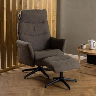 Bendt Relaxfauteuil 'Talisha' Met voetenbank, Bouclé, kleur Taupe Bendt Relaxfauteuil 'Talisha' Met voetenbank, Bouclé, kleur Taupe
