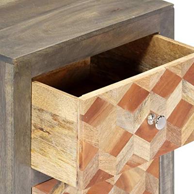 VidaXL Nachtkastje 40x30x50 cm massief mangohout grijs VidaXL Nachtkastje 40x30x50 cm massief mangohout grijs