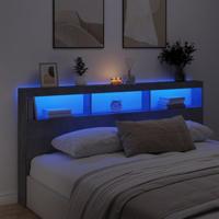 Hoofdbordkast met LED-verlichting 200x17x102 cm betongrijs - thumbnail