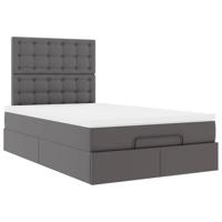 Ottoman bed met matras 120x190 cm kunstleer grijs - thumbnail