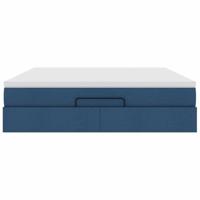 Ottoman bed met matras 160x200cm stof blauw - thumbnail
