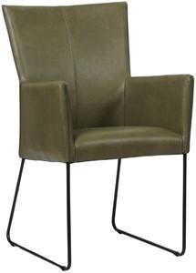 Olijfgroene leren industriële eetkamerstoel Mate - Granada leer Moss (olijfgroen leer)