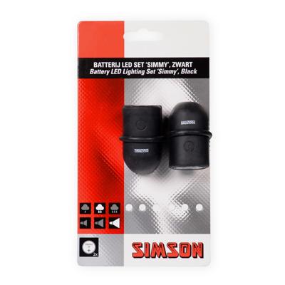 Simson verlichtingsset simmy incl.batterijen zwart op kaart - thumbnail