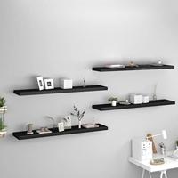Wandschappen zwevend 4 st 120x23,5x3,8 cm MDF zwart - thumbnail