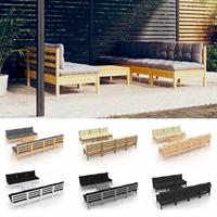 8-delige Loungeset met grijze kussens grenenhout - thumbnail