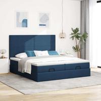 Ottoman bed met matrassen 180x200cm stof blauw - thumbnail