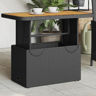 Tuintafel 90x55x71 cm poly rattan en massief acaciahout zwart Tuintafel 90x55x71 cm poly rattan en massief acaciahout zwart