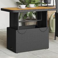 Tuintafel 90x55x71 cm poly rattan en massief acaciahout zwart - thumbnail