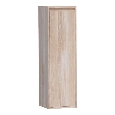 Brauer Adore - Hoge Kast - 120 cm - 1 Deur - Greeploos - Rechtsdraaiend - Lamellen Eiken Wit