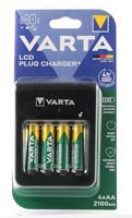 Varta LCD Plug Charger+ 4x 56706 Batterijlader NiMH AAA (potlood), AA (penlite), 9 V (blok) - thumbnail