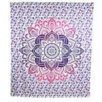 Authentiek Wandkleed Katoen Blauw/ Rood Mandala (240 x 210 cm) - thumbnail