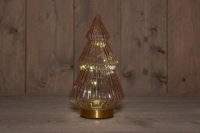B.O.T. Tree Glass 15X28,5 cm Pink With Golden Base 10Led kerstverlichting Anna's Collection - Annas collection
