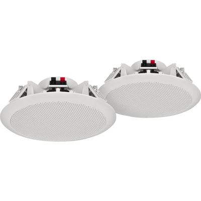 MONACOR SPE-284/WS ELA weerbestendig ELA plafondluidspreker-paar met 2-weg systeem en dome-tweeters, plafondinbouwluidsprekers, temperatuurbestendig tot 100 graden Celsius, in wit