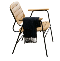 Orbec lounge chair black steel/acacia teak look Eurofar - Eurofar - thumbnail
