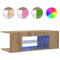 Tv-meubel met LED 90x39x30 cm bewerkt hout artisanaal eiken - thumbnail