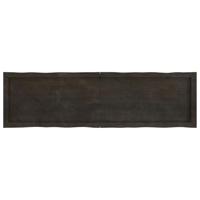 Tafelblad natuurlijke rand 140x40x(2-4)cm eikenhout donkerbruin - thumbnail