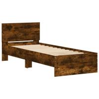 Bedframe met hoofdbord en LED gerookt eikenkleurig 90x200 cm - thumbnail