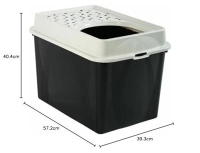 Rotho eco berty kattenbak met boveningang zwart/zand