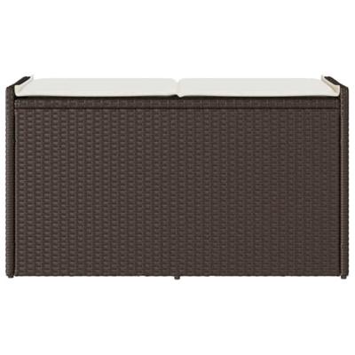 Opbergbank met kussen voor buiten 100 cm poly rattan bruin