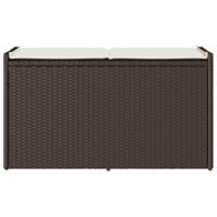 Opbergbank met kussen voor buiten 100 cm poly rattan bruin - thumbnail
