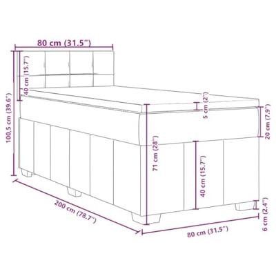 Boxspring met matras stof donkergrijs 80x200 cm