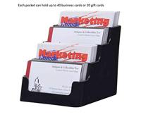 Deflecto Visitekaarthouder 4 opbergvakken, zwart - thumbnail