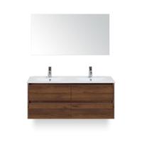 Dante Badmeubelset 120 cm - Walnoot - Keramische Wastafel Wit Enjoy - met Spiegel - thumbnail