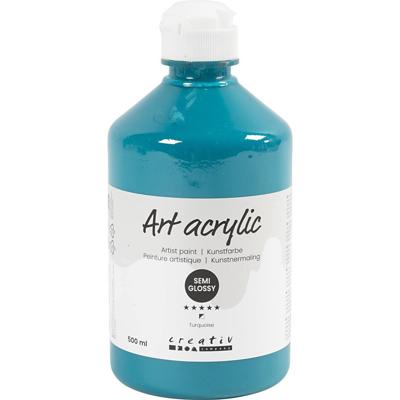 Creativ Company Acryl verf, semi-glanzend, dekkend, turquoise, 500 ml/ 1 fles Creativ Company Acryl verf, semi-glanzend, dekkend, turquoise, 500 ml/ 1 fles