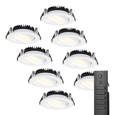 8x Rome LED inbouwspots - Wit - 6W 500lm - Kantelbaar - Dimbaar - 2700K - IP44 - Afstandsbediening